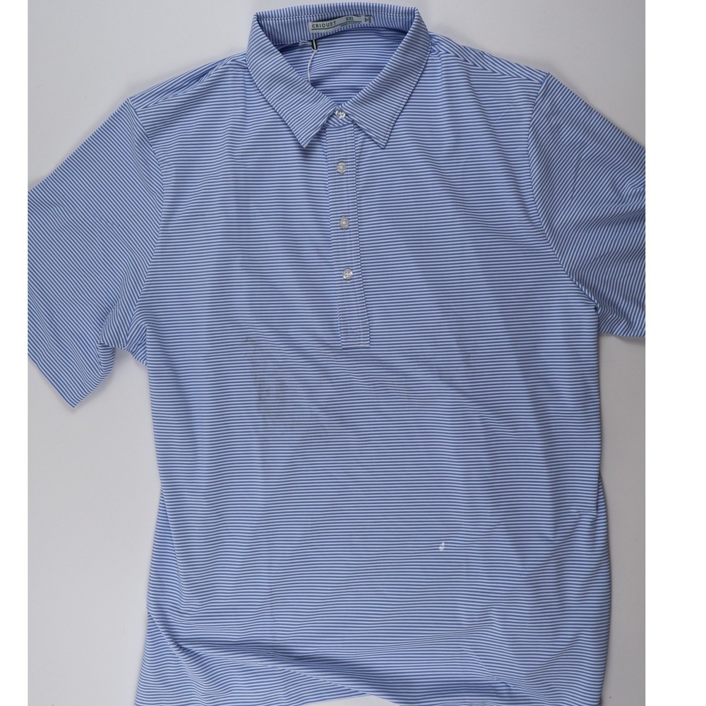 Criquet Shirt Performance Polo XXL Blue White Striped NWT Golf Shirt